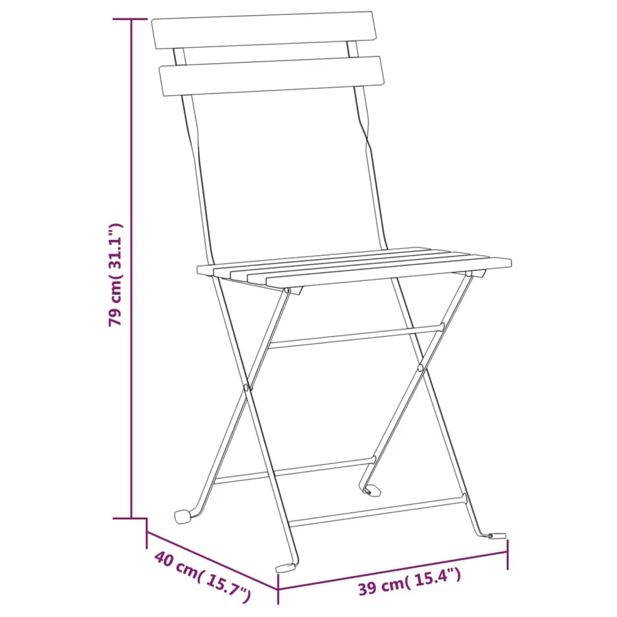 Chaises pliables de jardin lot de 6 Acier bois d'acacia massif - 10