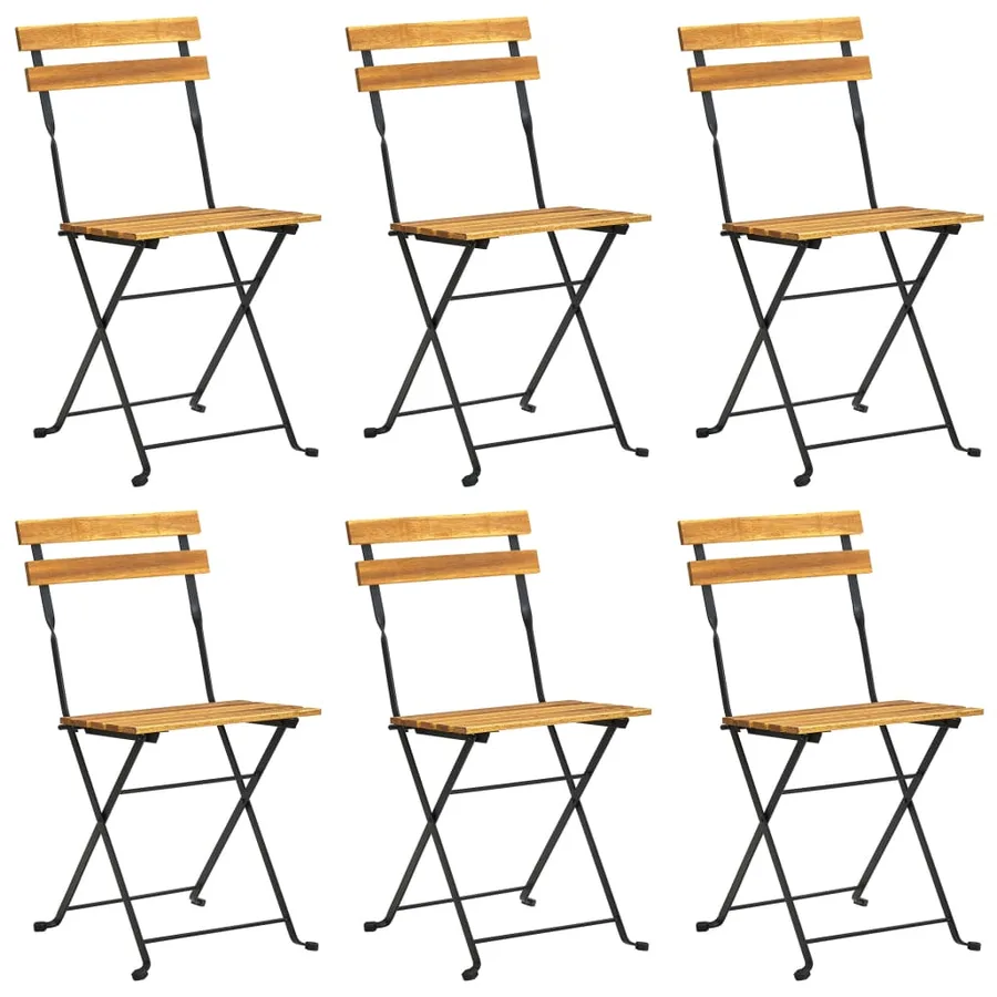 Chaises pliables de jardin lot de 6 Acier bois d'acacia massif - 2