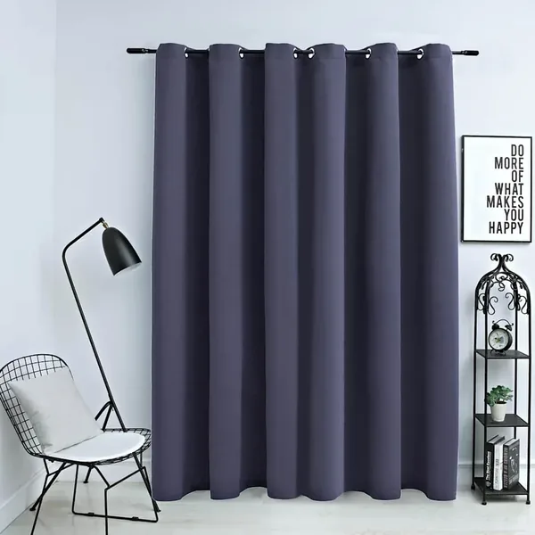 Rideau occultant et anneaux en métal Anthracite 290x245 cm