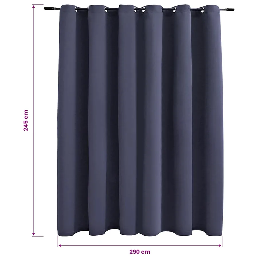 Rideau occultant et anneaux en métal Anthracite 290x245 cm - 6
