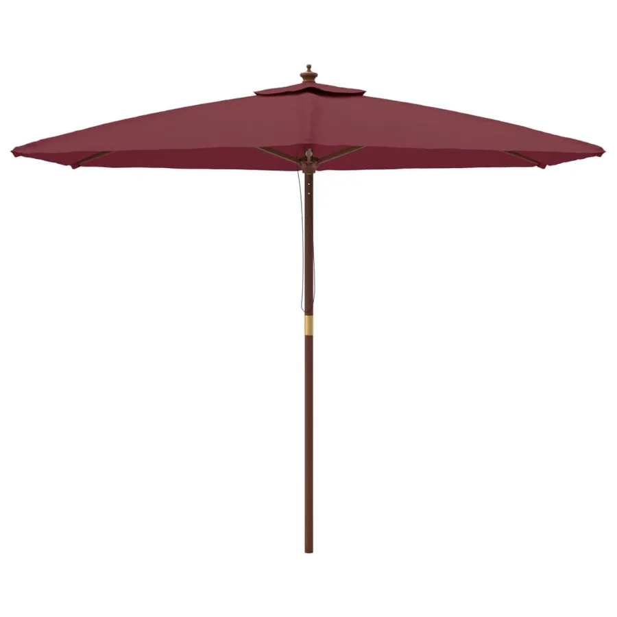 Parasol de jardin avec mât en bois rouge bordeaux 299x240 cm - 3