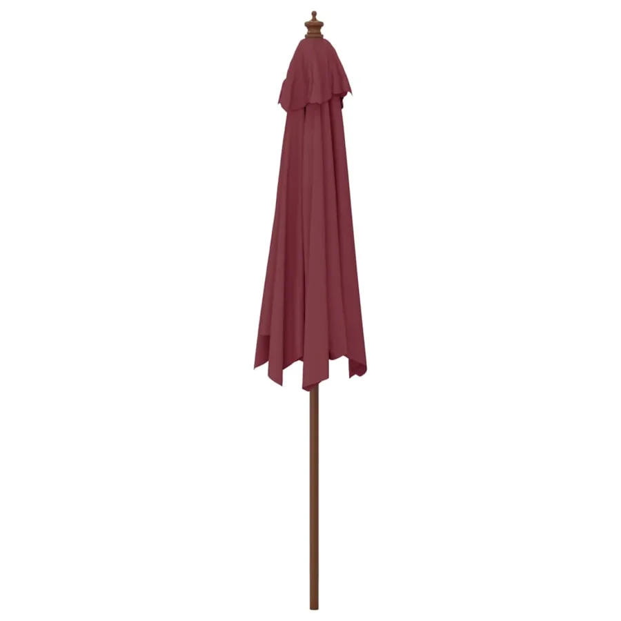 Parasol de jardin avec mât en bois rouge bordeaux 299x240 cm - 5