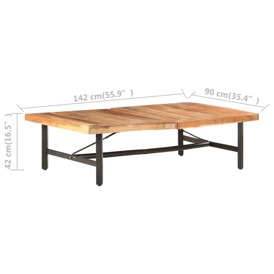 Table basse 142x90x42 cm Bois d'acacia massif - 6