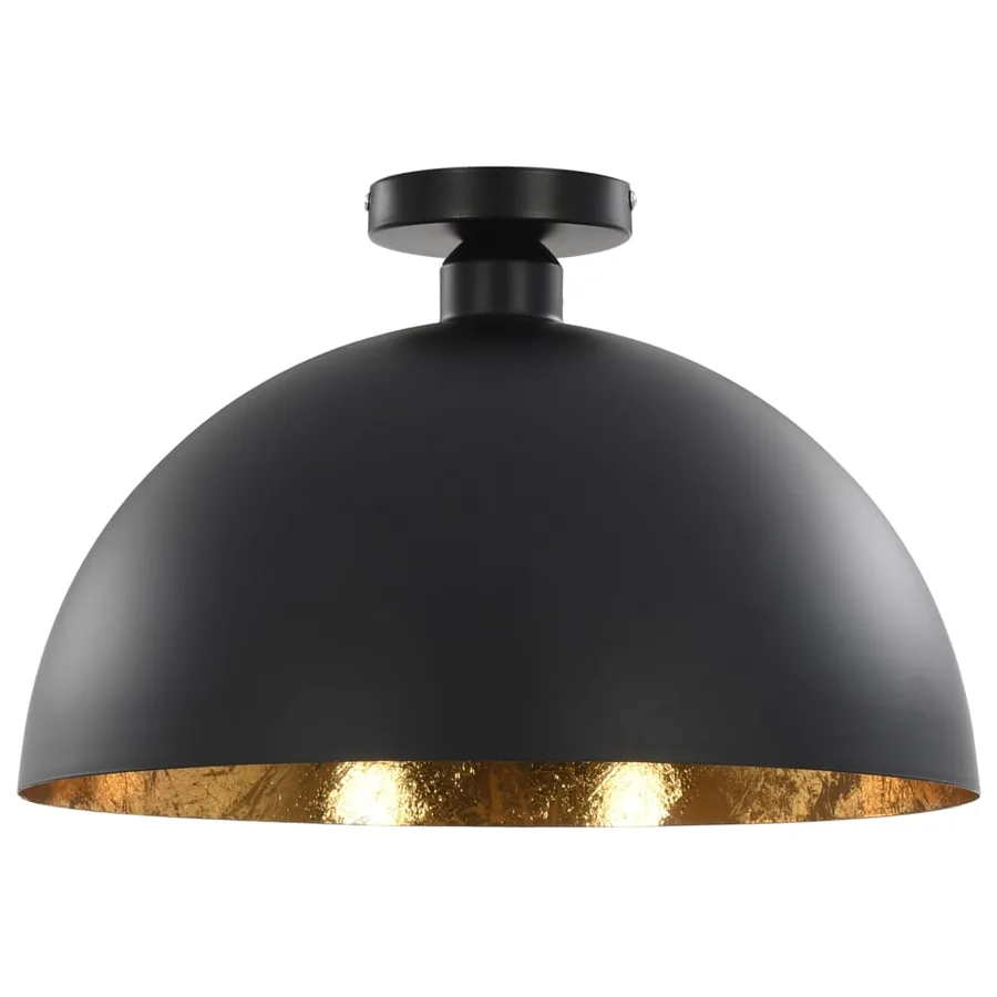 Plafonniers 2 pcs Noir et doré Semi-sphérique E27 - 8