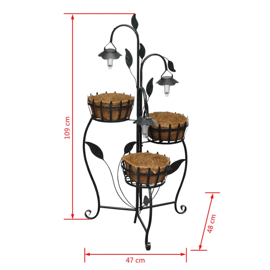 Panier à fleurs suspendu en fibre de coco avec LED solaire - 6