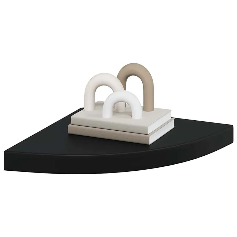 Étagère d'angle flottante noir 35x35x3,8 cm MDF - 4