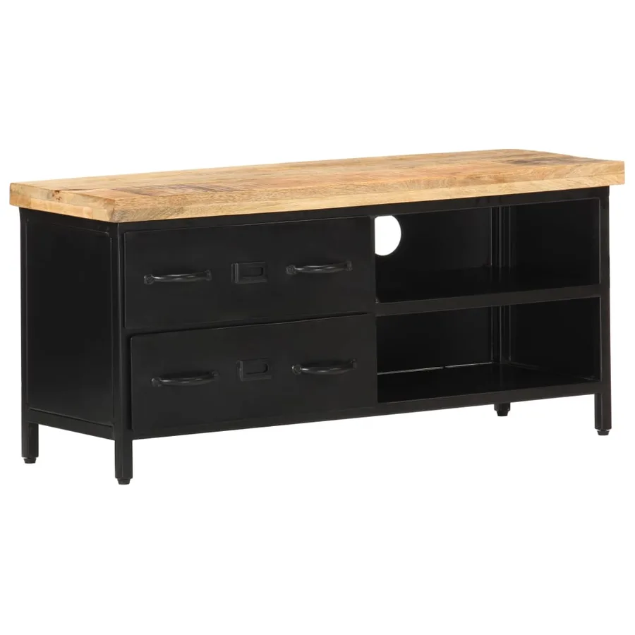 Meuble TV 90x30x41 cm Bois de manguier brut - 10