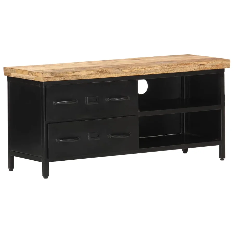 Meuble TV 90x30x41 cm Bois de manguier brut - 11