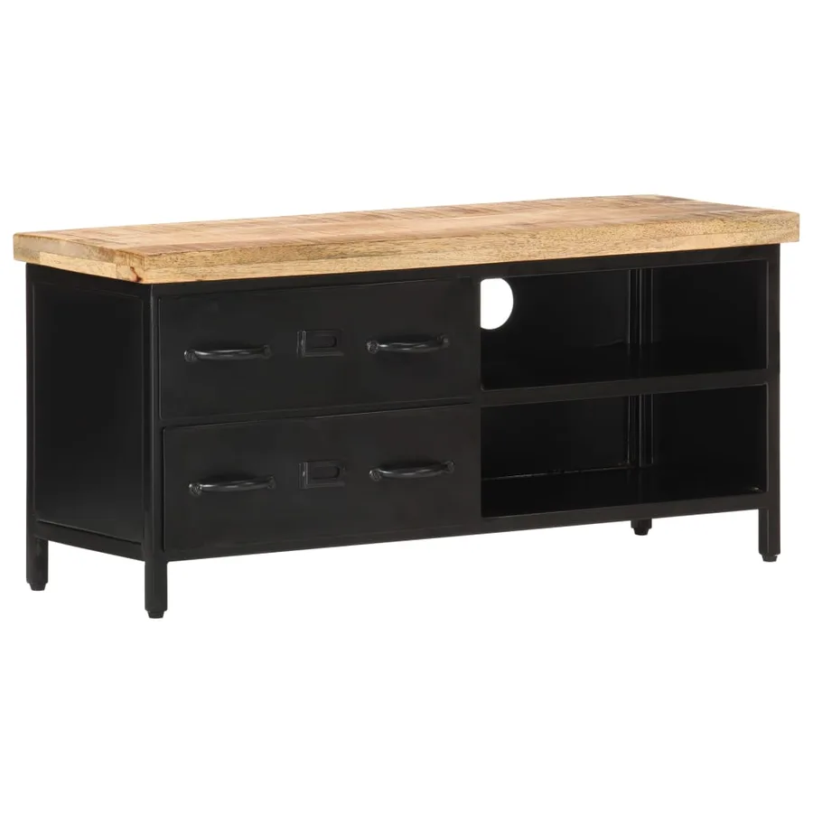 Meuble TV 90x30x41 cm Bois de manguier brut - 12