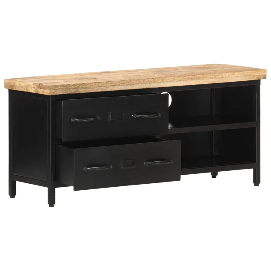 Meuble TV 90x30x41 cm Bois de manguier brut - 2