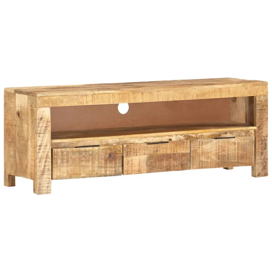 Meuble TV 110x30x40 cm Bois de manguier brut - 12