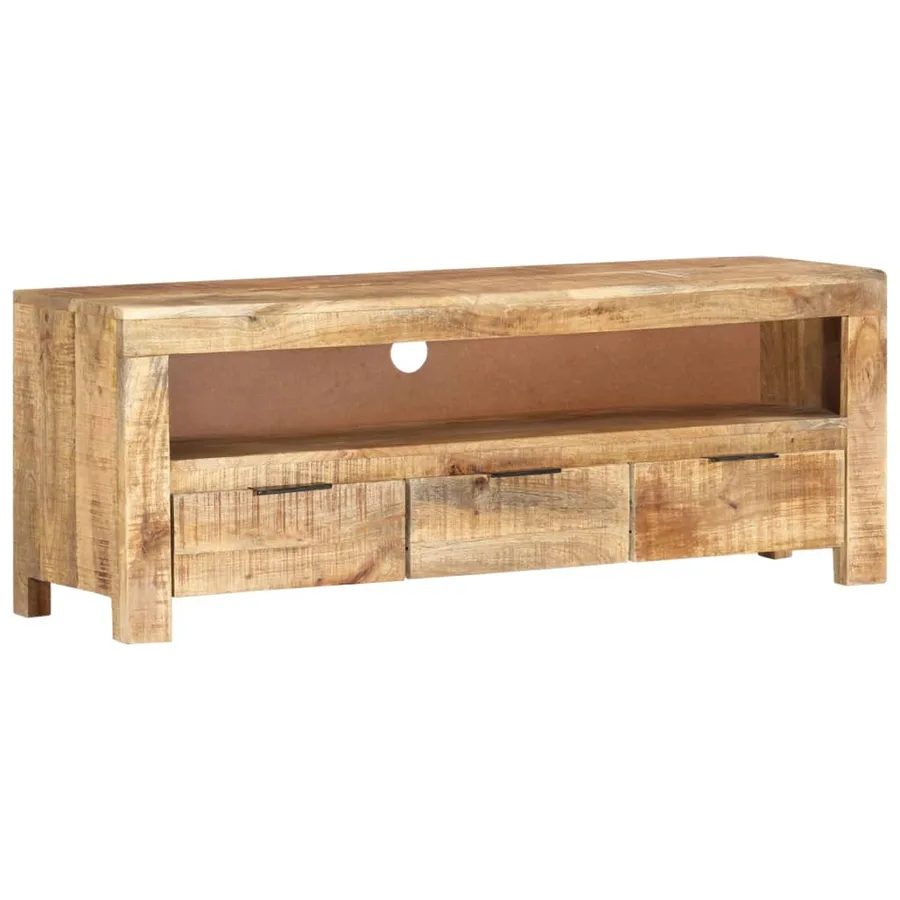 Meuble TV 110x30x40 cm Bois de manguier brut - 9