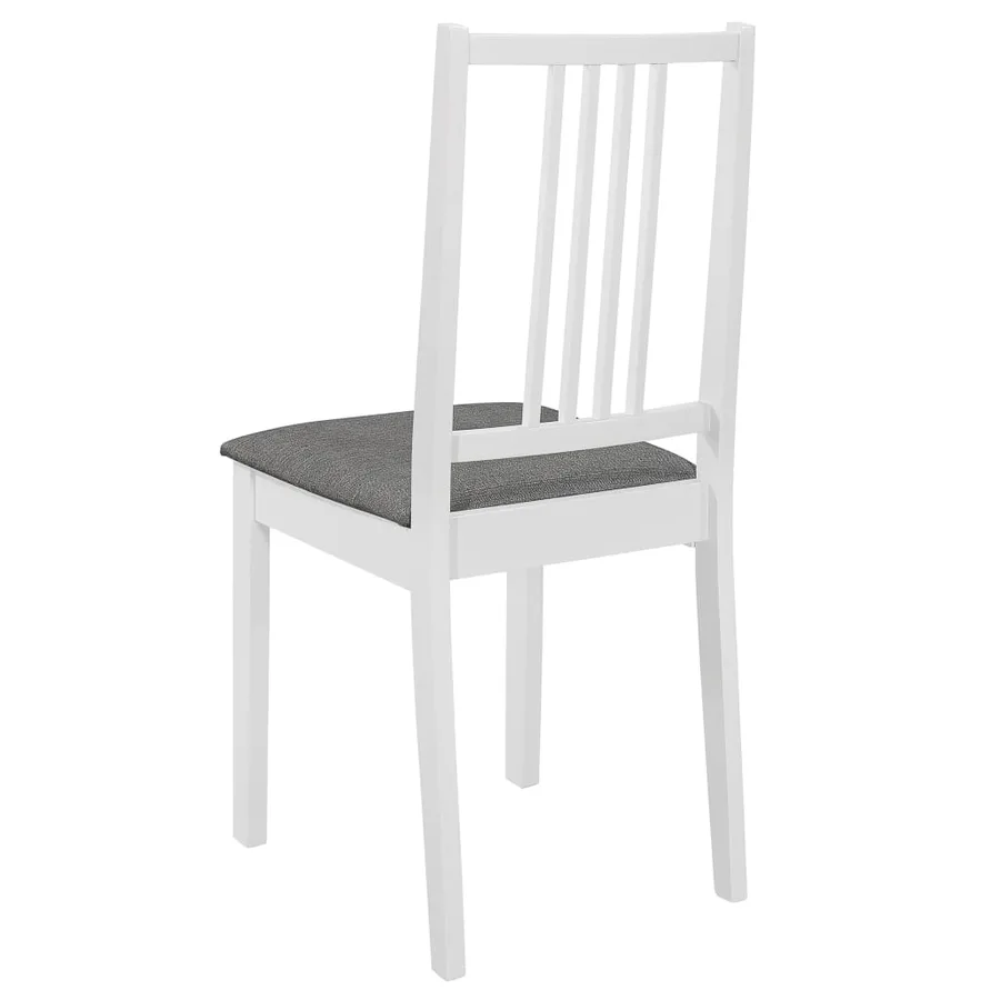 Chaises à manger avec coussins lot de 6 blanc bois solide - 5