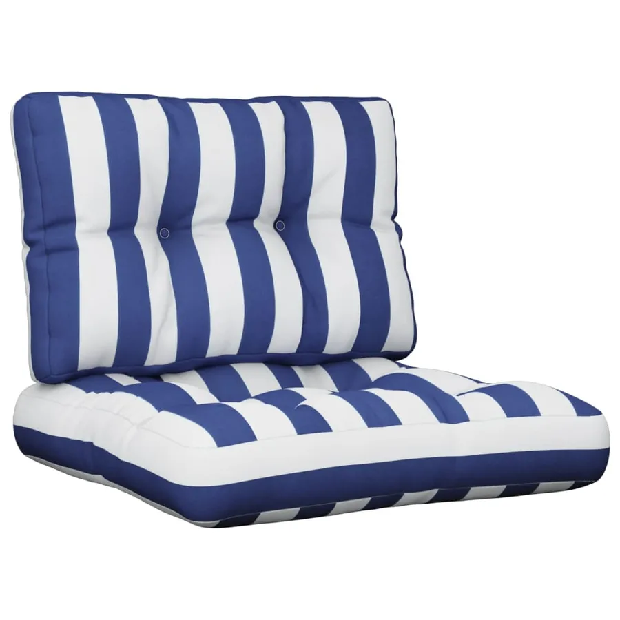 Coussins de palette lot de 2 rayures bleues/blanches tissu - 2