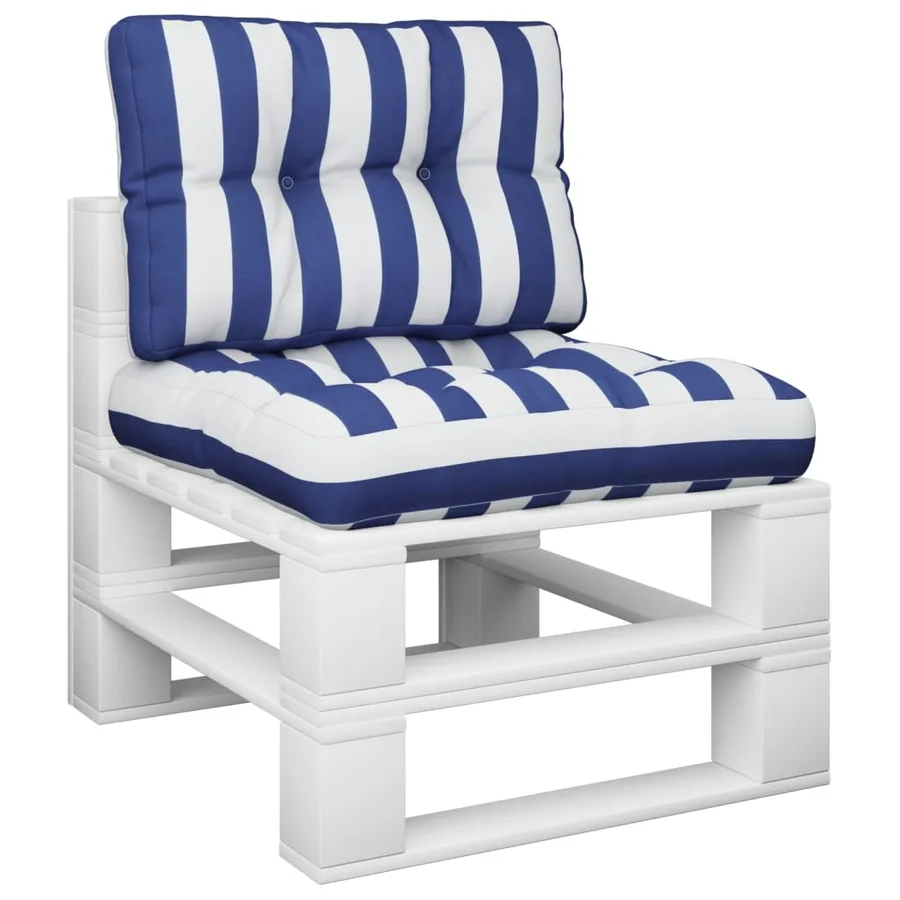 Coussins de palette lot de 2 rayures bleues/blanches tissu - 3