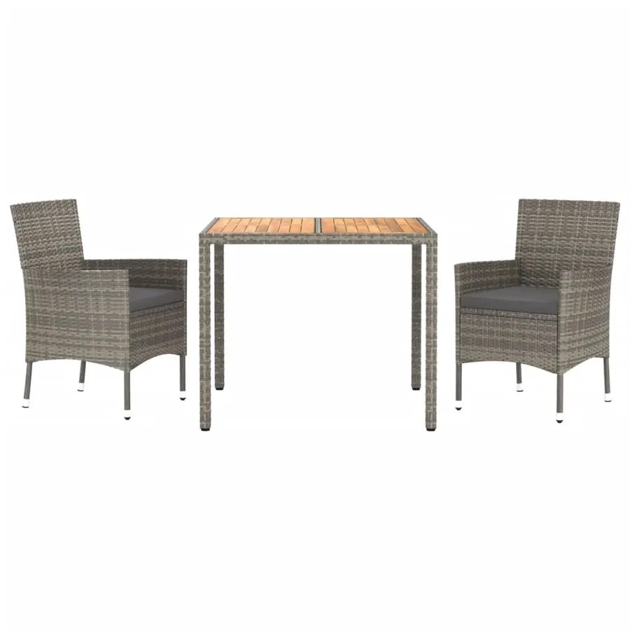 Ensemble à manger de jardin 3 pcs coussins gris résine tressée - 3