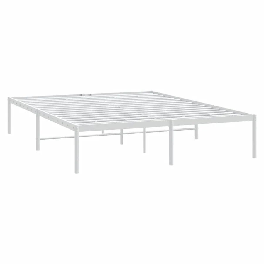 Cadre de lit métal sans matelas blanc 150x200 cm - 3