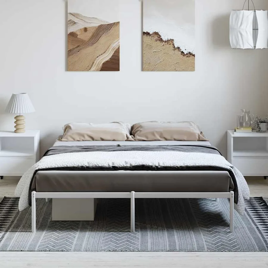 Cadre de lit métal sans matelas blanc 150x200 cm - 4