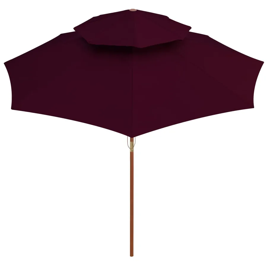 Parasol à deux étages avec mât en bois rouge bordeaux 270 cm - 3