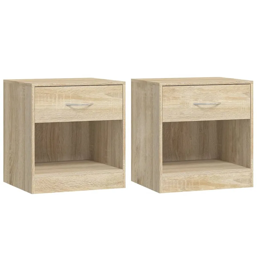 Table de chevet 2 pcs avec tiroir Couleur de chêne - 2