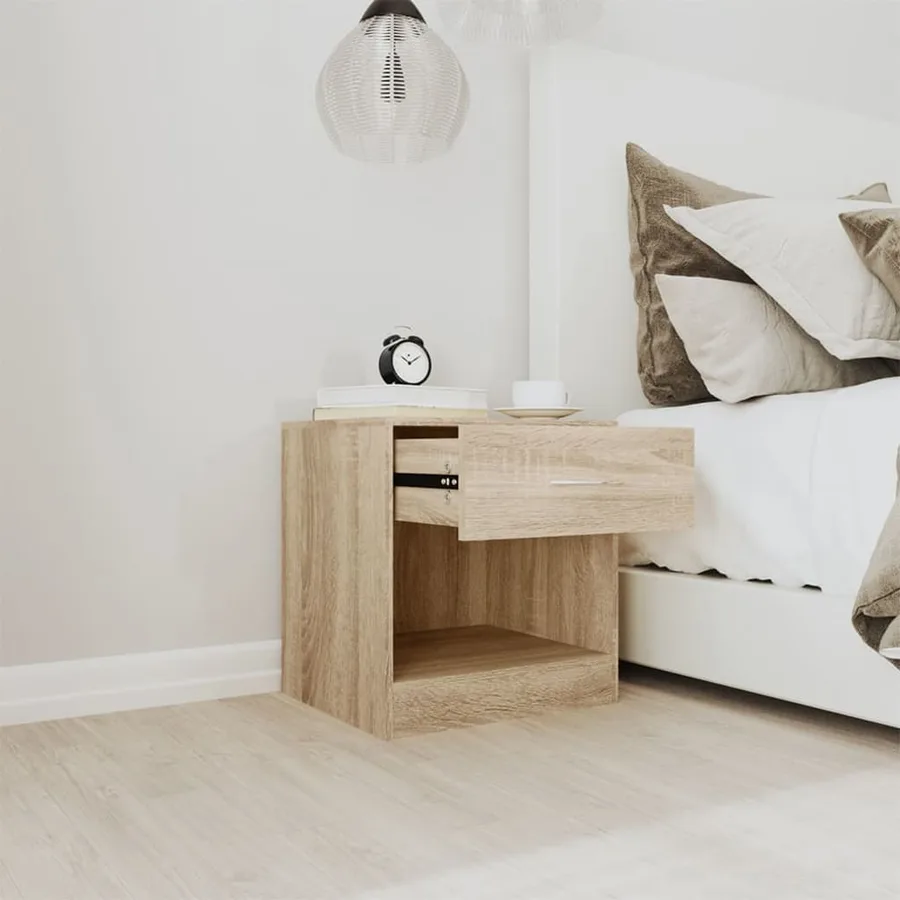 Table de chevet 2 pcs avec tiroir Couleur de chêne - 4