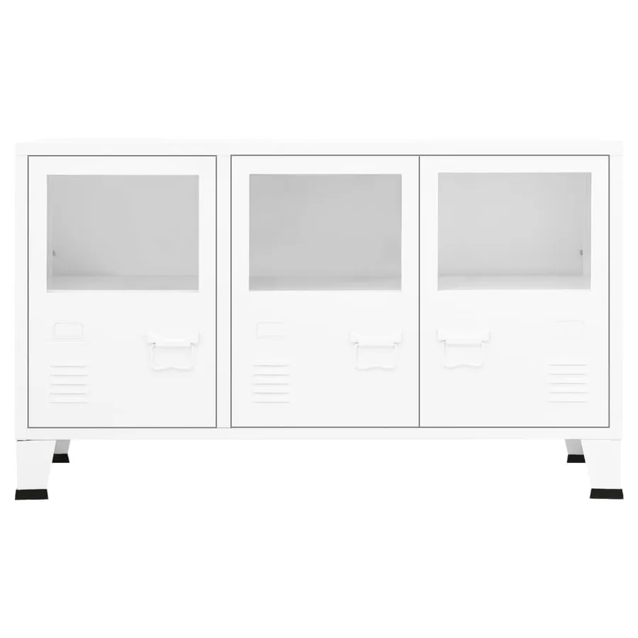 Buffet industriel Blanc 105x35x62 cm Métal et verre - 3