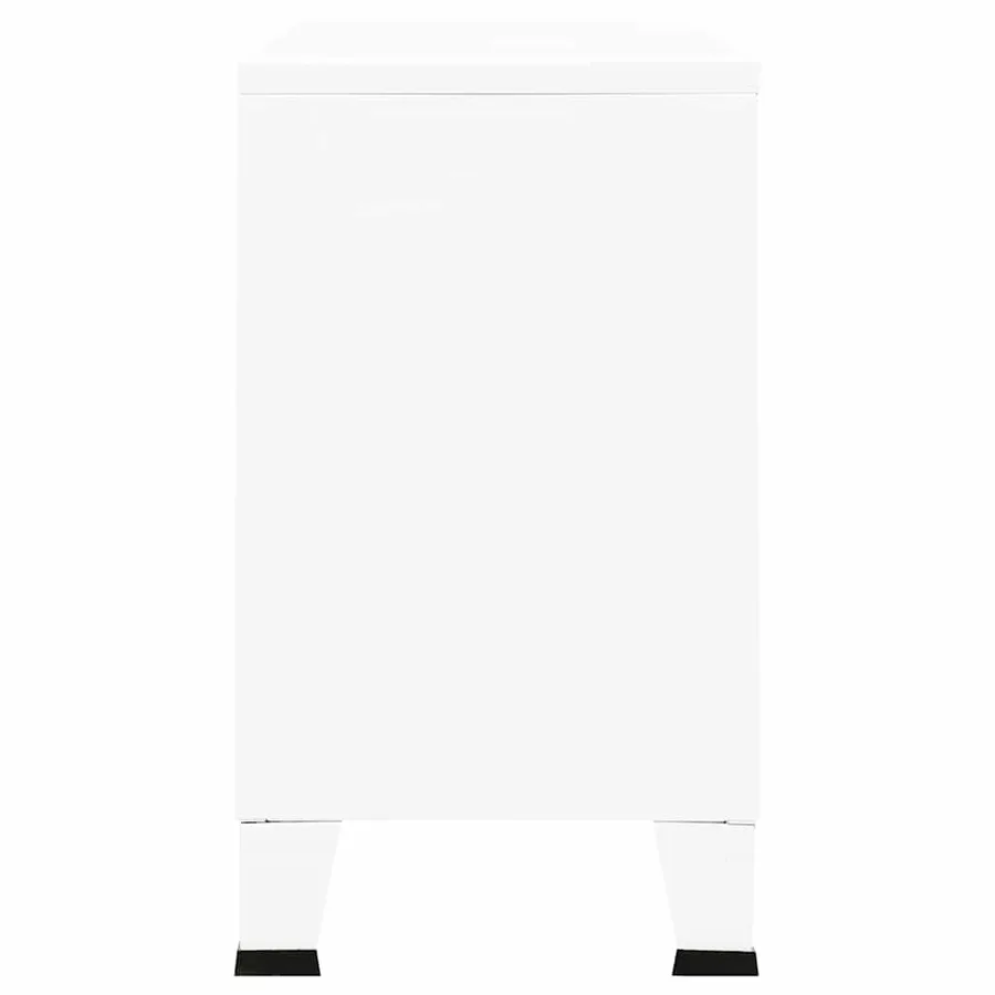 Buffet industriel Blanc 105x35x62 cm Métal et verre - 4