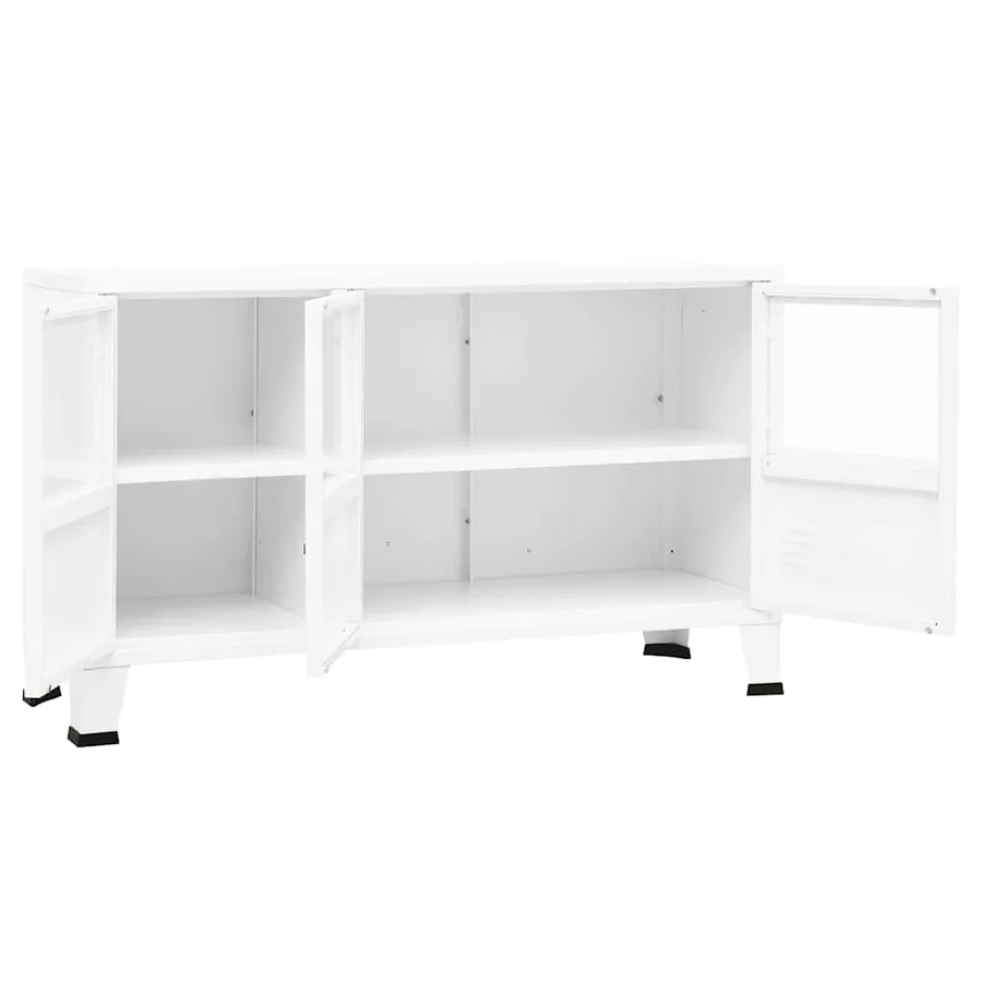 Buffet industriel Blanc 105x35x62 cm Métal et verre - 6