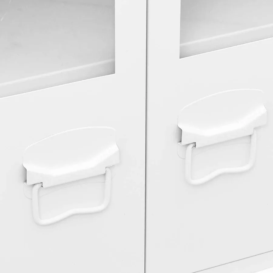 Buffet industriel Blanc 105x35x62 cm Métal et verre - 7