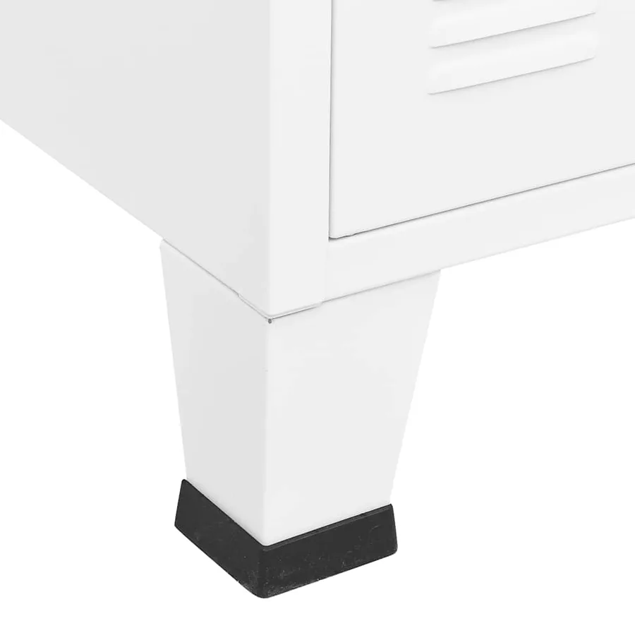 Buffet industriel Blanc 105x35x62 cm Métal et verre - 8