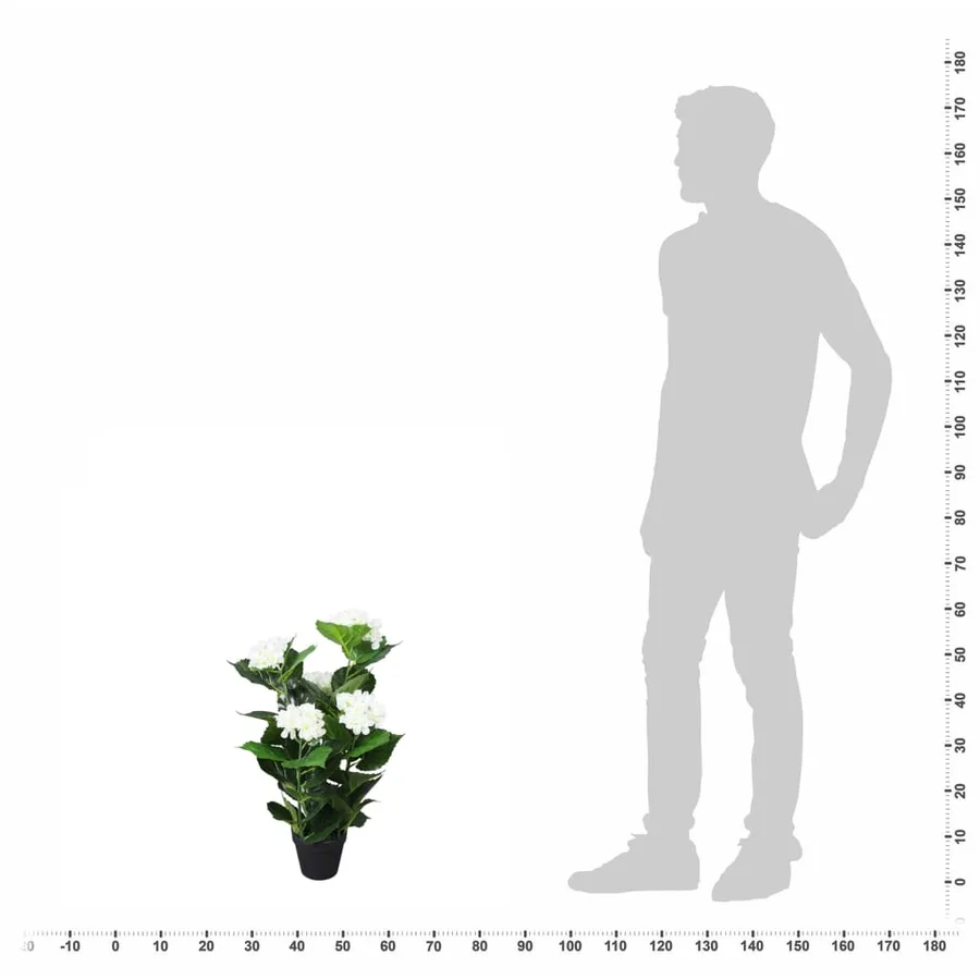 Plante hortensia artificielle avec pot 60 cm Blanc - 3