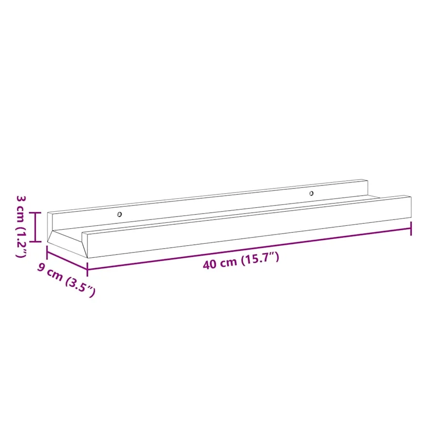 Étagères à rebord pour cadre photo 2 pcs Noir 40x9x3 cm MDF - 10