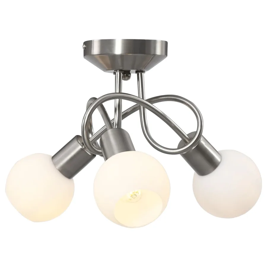 Plafonnier avec abat-jour en verre 3 ampoules E14 Blanc  Bol - 3
