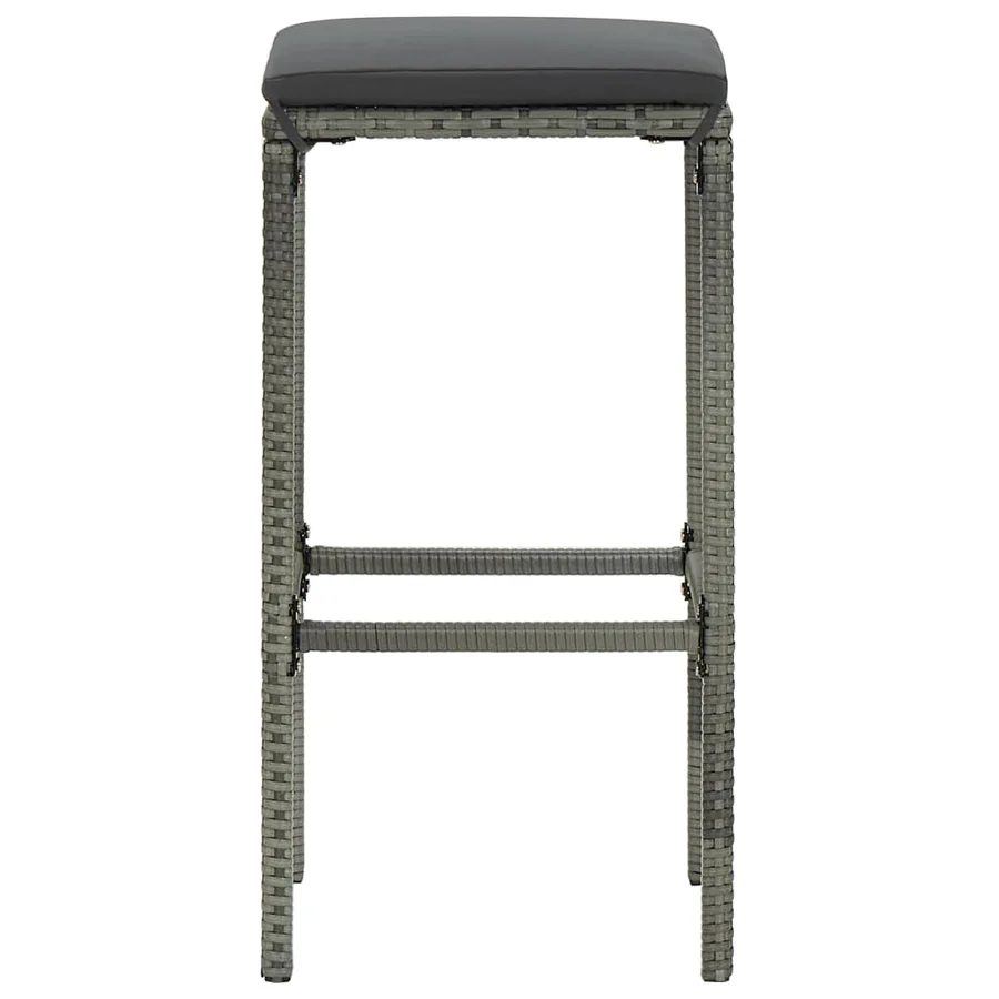Ensemble de bar de jardin 5 pcs et coussins Résine tressée Gris - 10