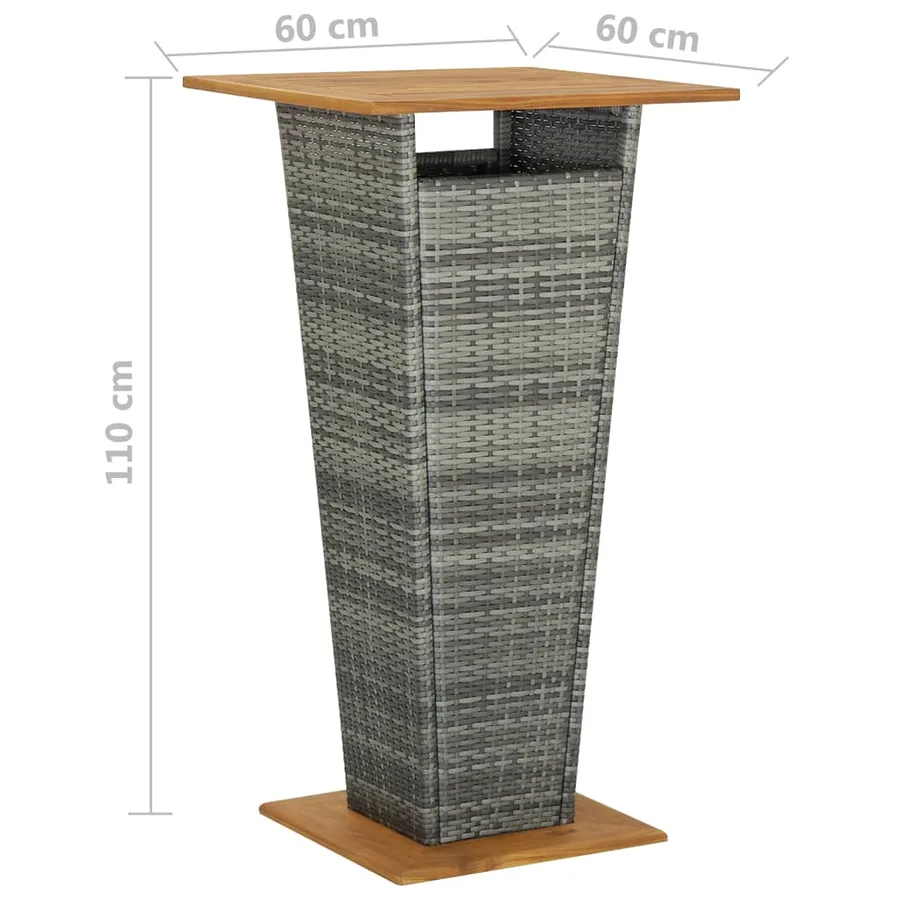 Ensemble de bar de jardin 5 pcs et coussins Résine tressée Gris - 14