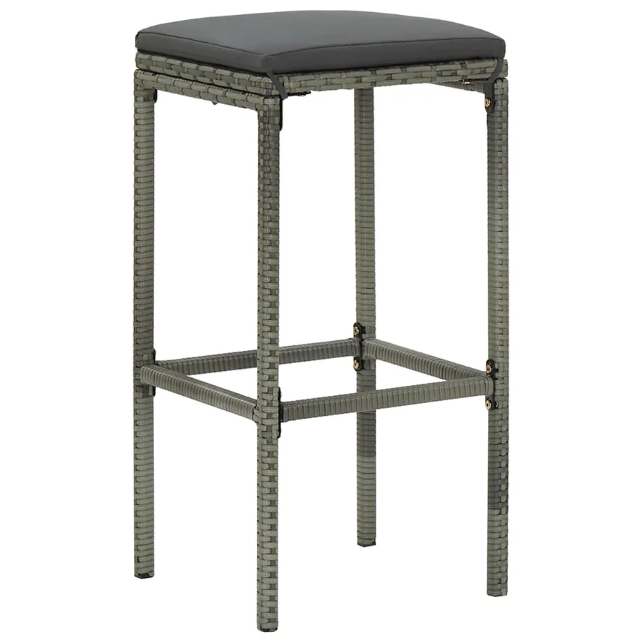Ensemble de bar de jardin 5 pcs et coussins Résine tressée Gris - 9