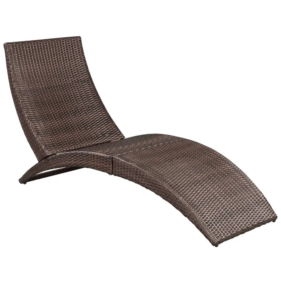 Chaise longue pliable avec coussin Résine tressée Noir - 12