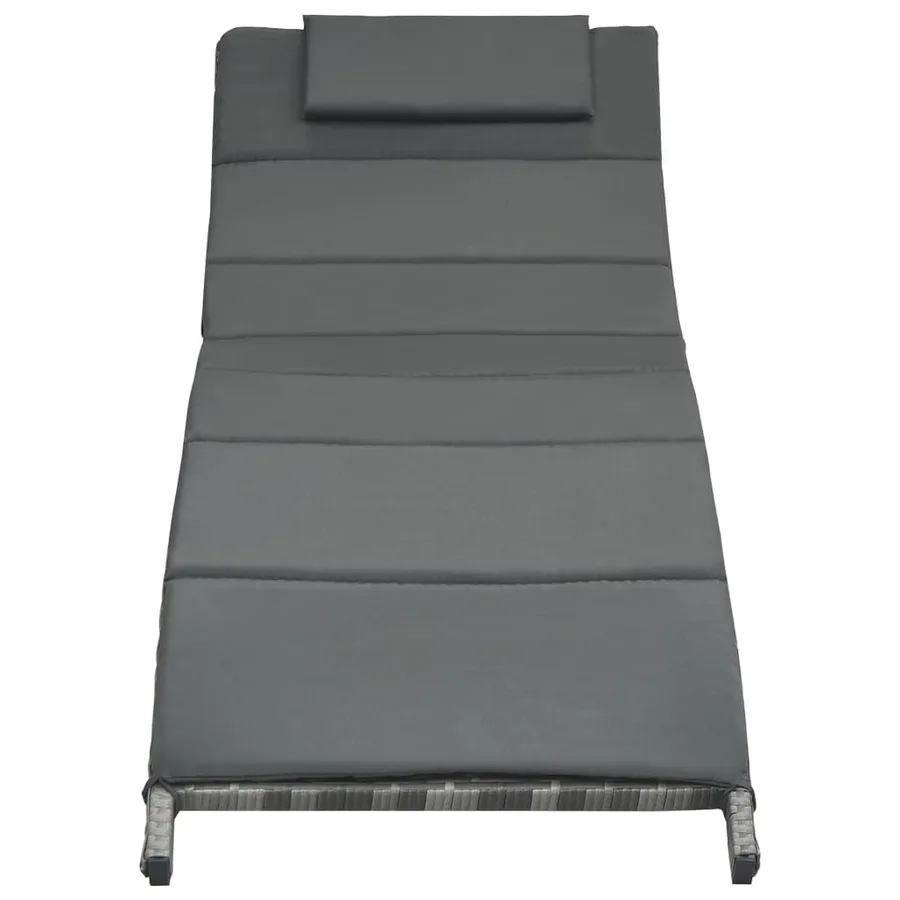 Chaise longue pliable avec coussin Résine tressée Noir - 17