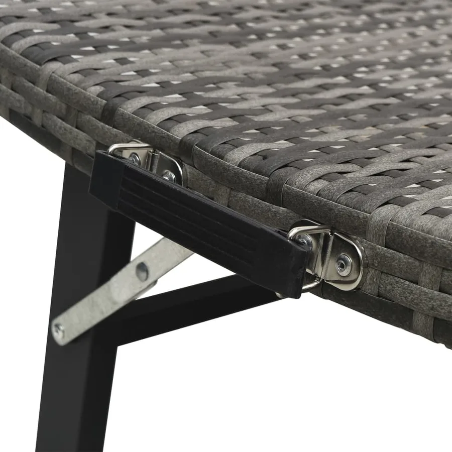 Chaise longue pliable avec coussin Résine tressée Noir - 21