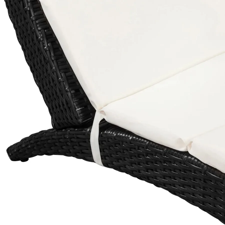 Chaise longue pliable avec coussin Résine tressée Noir - 3