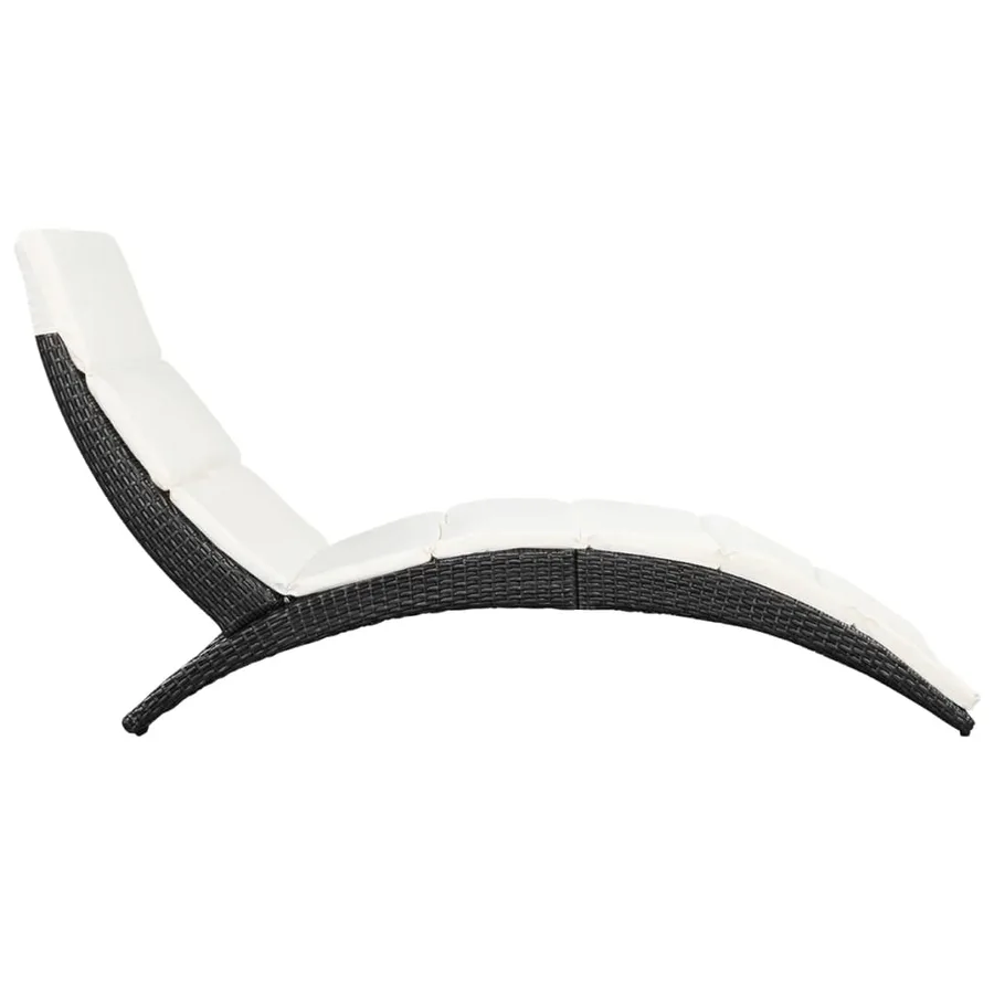 Chaise longue pliable avec coussin Résine tressée Noir - 4