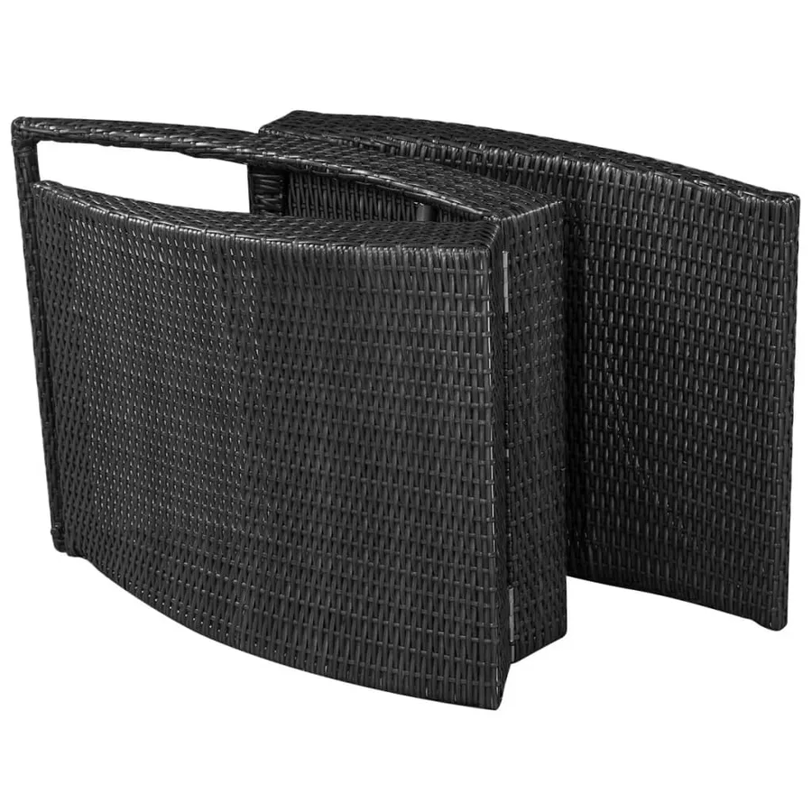 Chaise longue pliable avec coussin Résine tressée Noir - 6