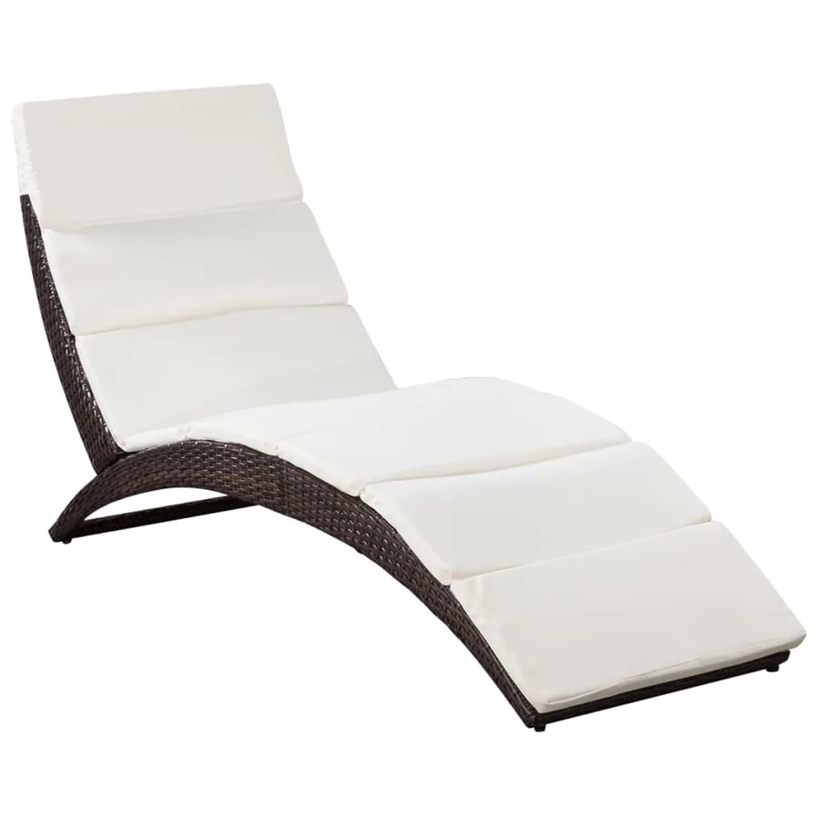Chaise longue pliable avec coussin Résine tressée Noir - 9