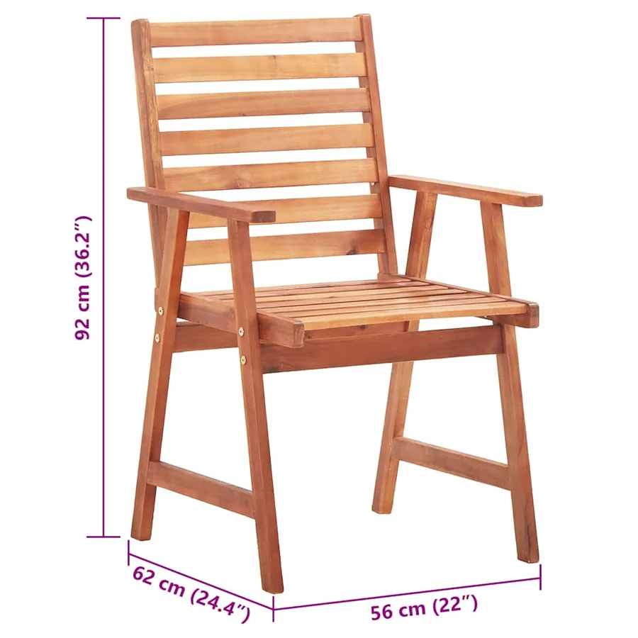 Chaises à manger d'extérieur lot de 2 et coussins Acacia massif - 10