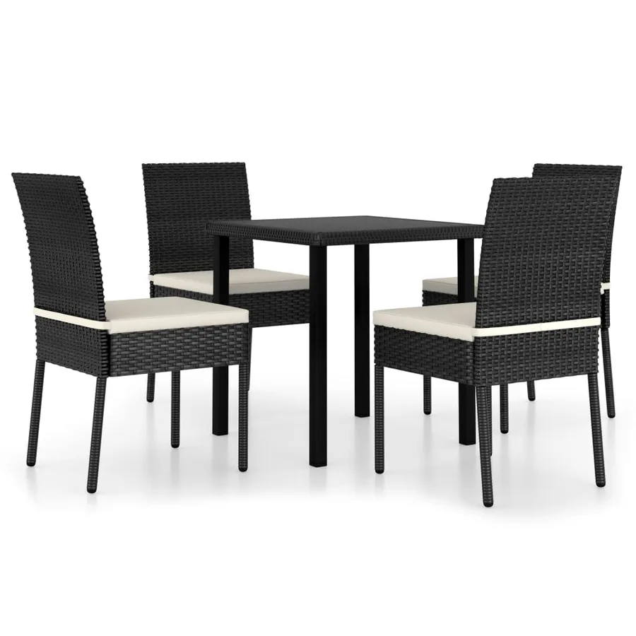 Ensemble à manger de jardin 5 pcs Résine tressée Noir - 2