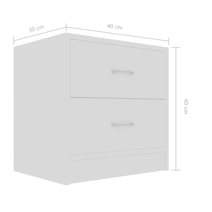 Tables de chevet 2 pcs Blanc 40x30x40 cm Bois d'ingénierie - 7