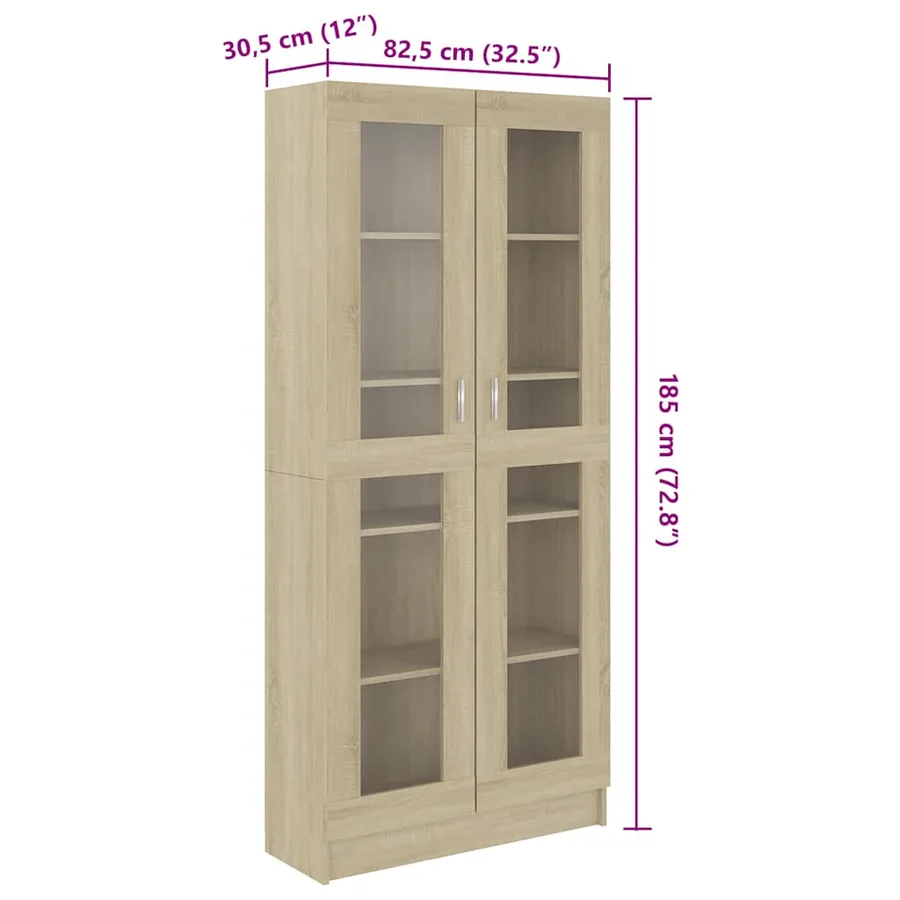 Armoire vitrine Chêne sonoma 82,5x30,5x185 cm Bois ingénierie - 7