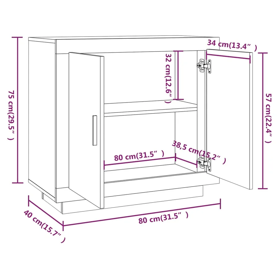 Buffet Sonoma gris 80x40x75 cm Bois d'ingénierie - 9