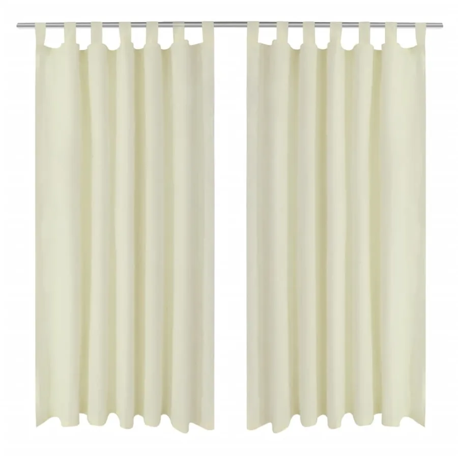 2 pcs Rideau à Passant Micro Satin Crème 140 x 245 cm