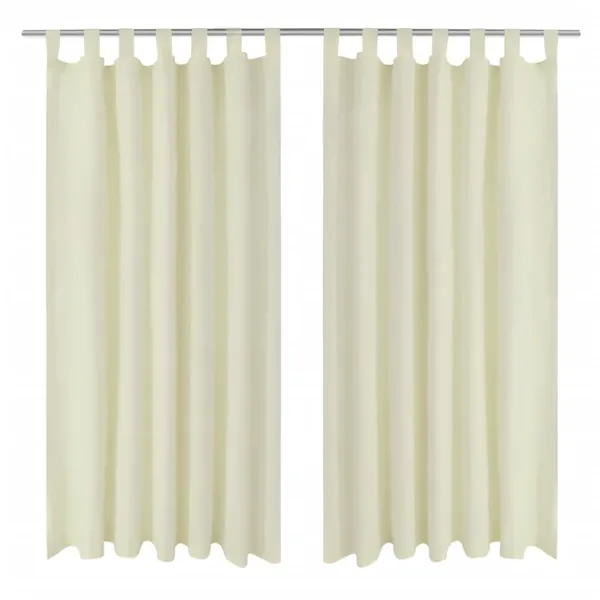 2 pcs Rideau à Passant Micro Satin Crème 140 x 245 cm